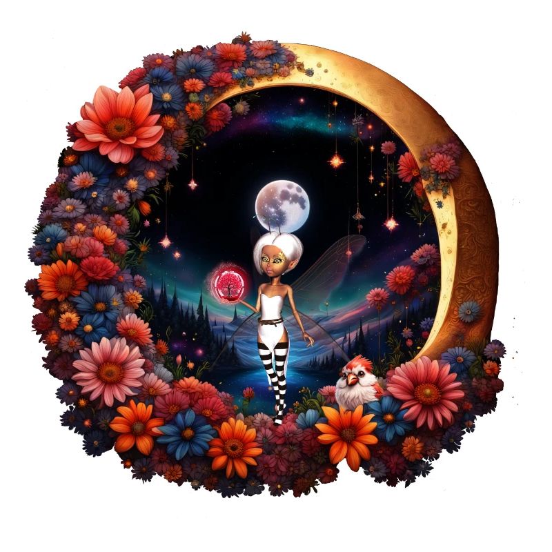 Fée mignonne au clair de lune