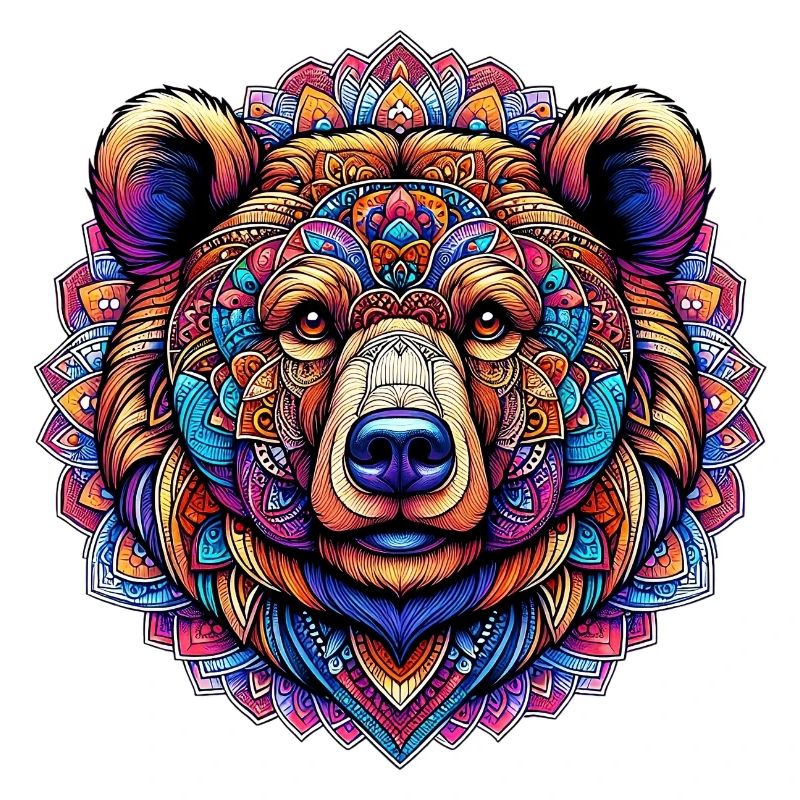 Bear decorated with Mandalas
