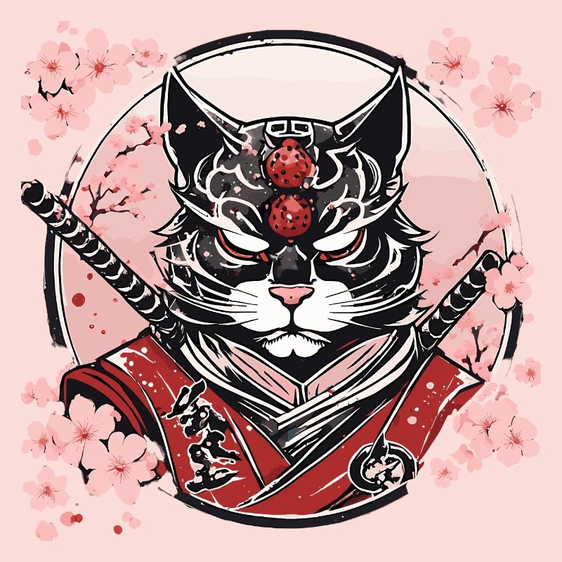 Dämonischer Kawaii Neko Samurai : Katzen-Samurai