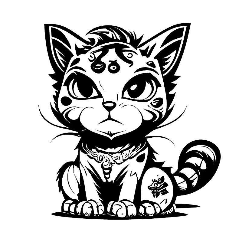 Niedliche sitzende Manga Comic Katze