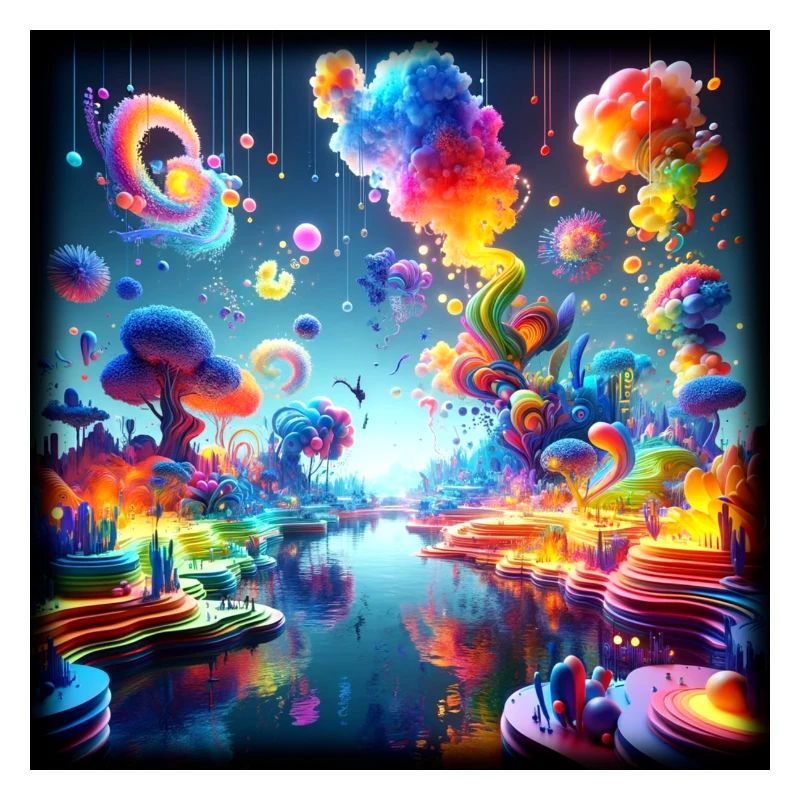 Surreal Dreamscape: Neon Waters