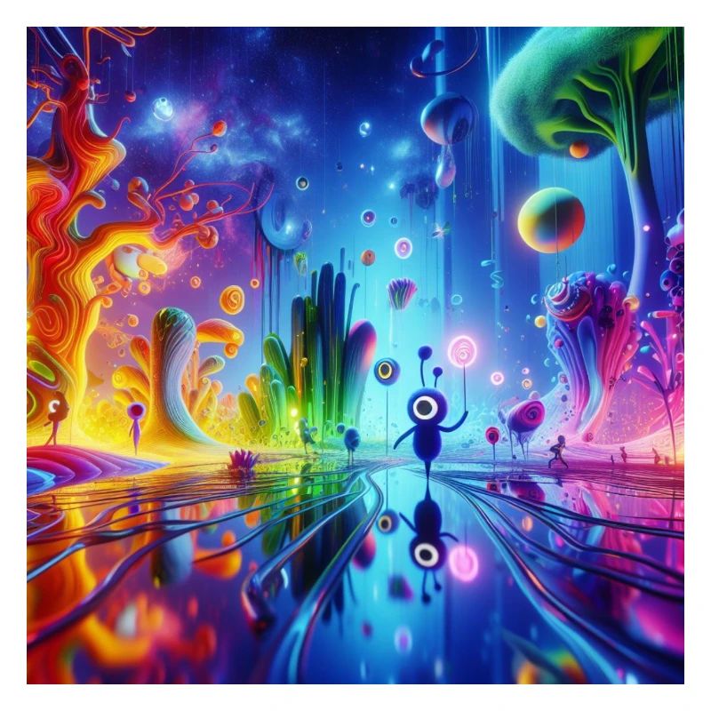 Surreal Dreamscape: Neon Waters