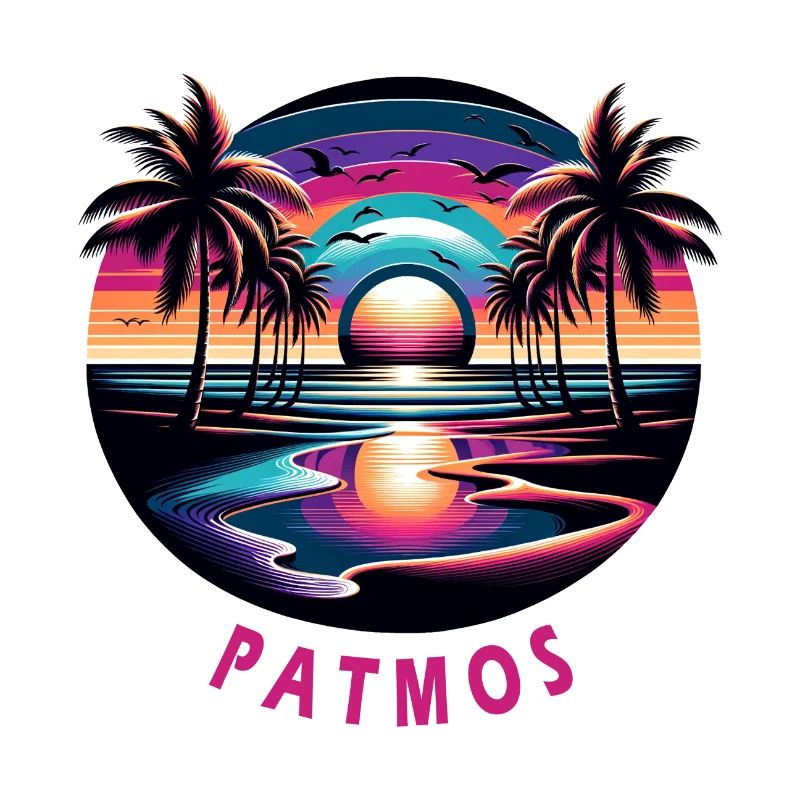 Patmos, Grèce, vacances, plage, coucher de soleil