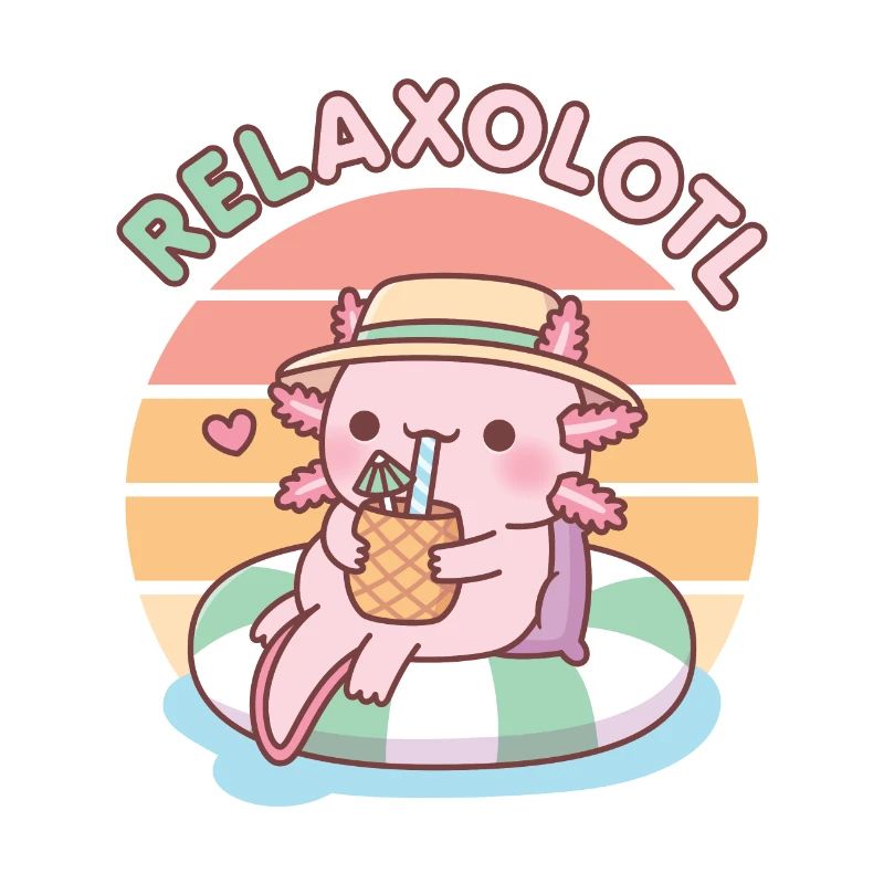 Cute Axolotl Chill On Pool Float Relaxolotl Funny
