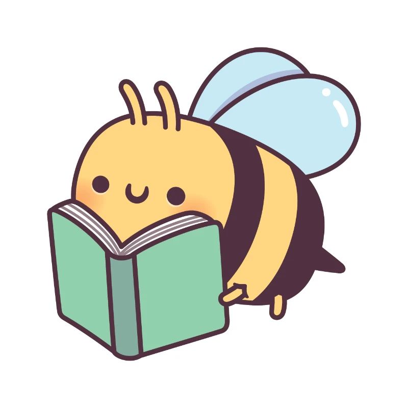 Cute Flying Bee Reading A Book