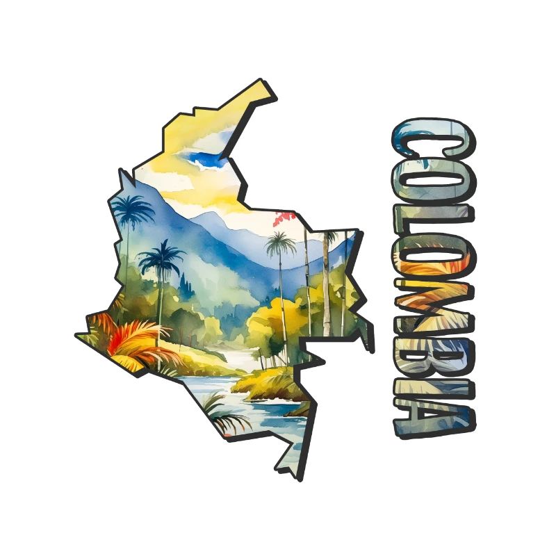 Carte à l’aquarelle de la Colombie