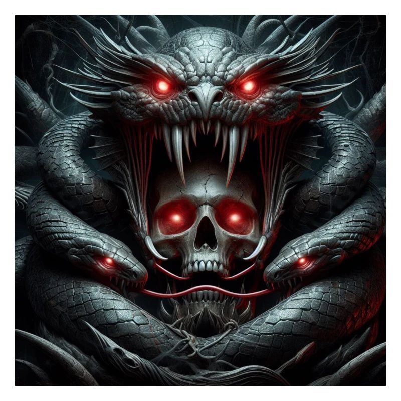 Crâne dévoré par les serpents