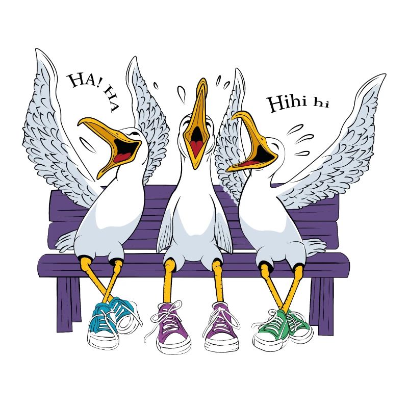 Seagulls on Beach Bench