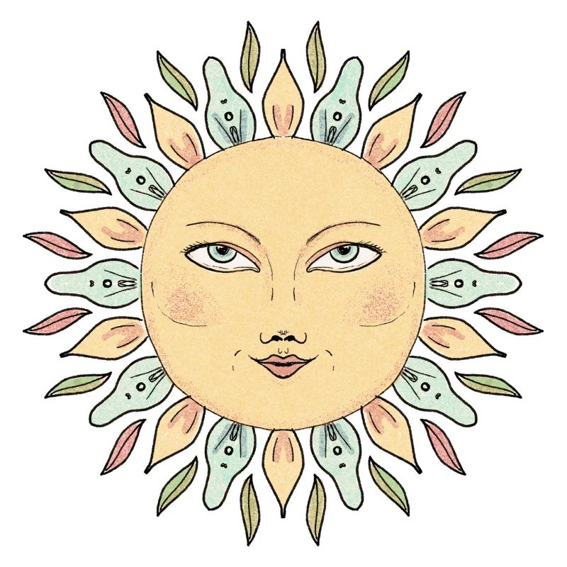 Sonnengesicht Mandala Stil
