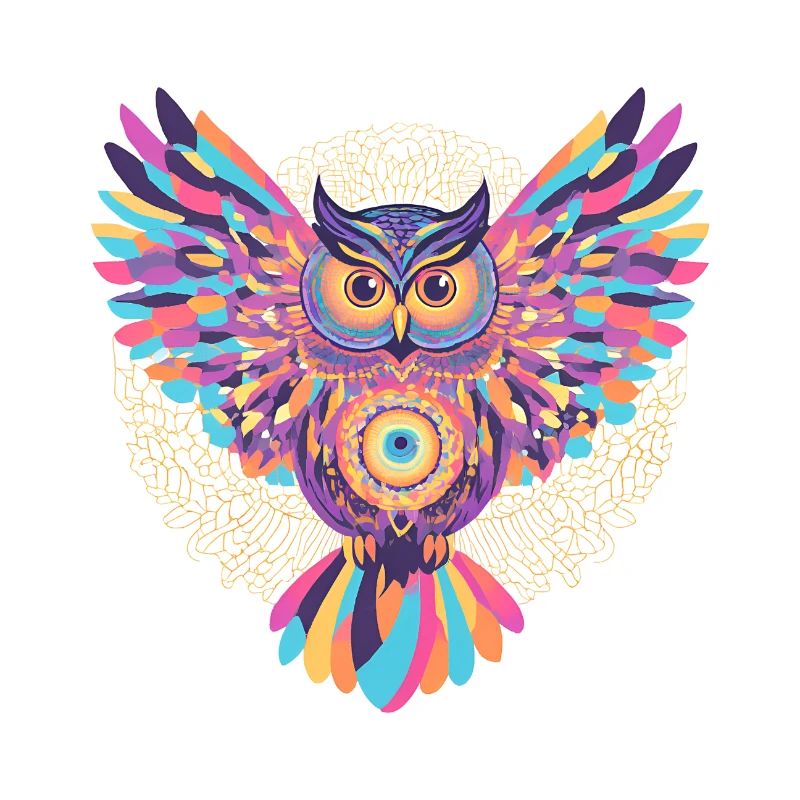 Rainbow mandala owl
