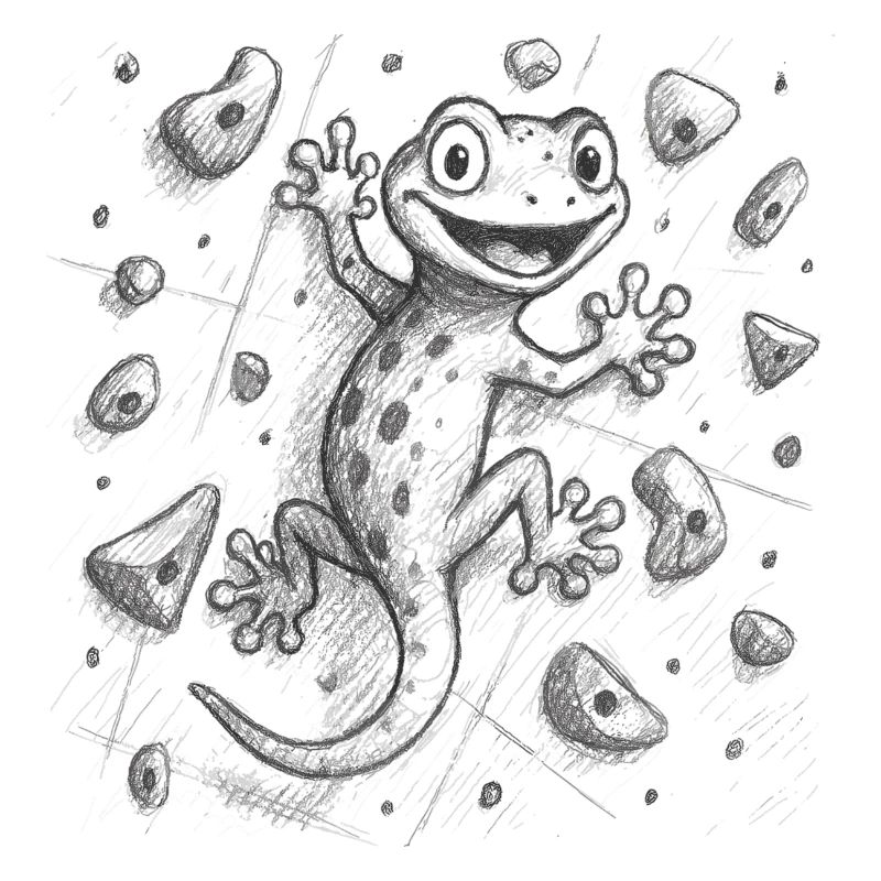 Bouldering Gecko Lizard Climbing Drawing Gift
