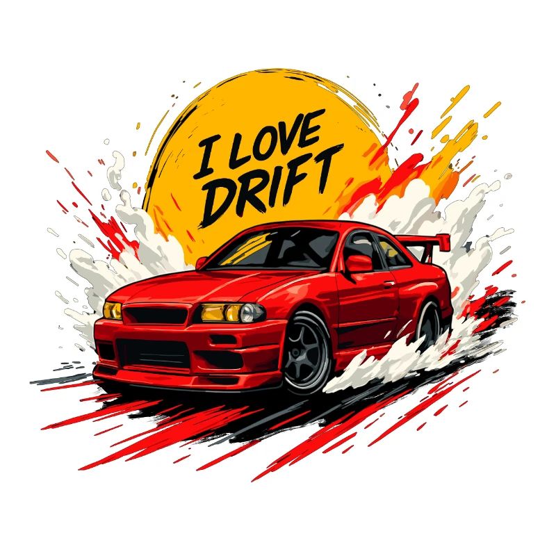 Red Drift Car Splash Artwork