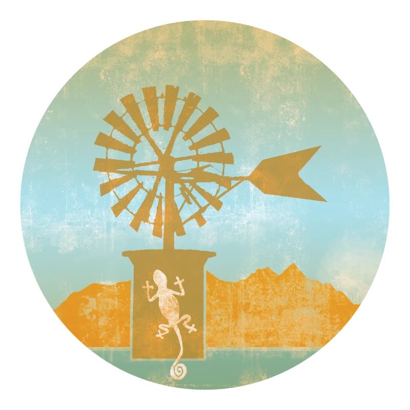 Windmill with Gecko Illustration Mallorca