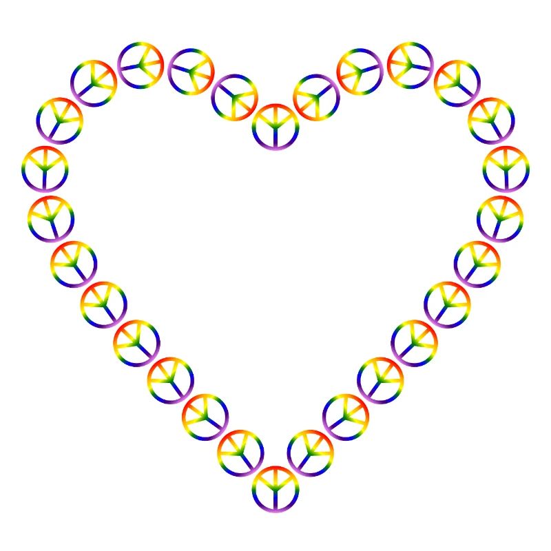 Rainbow Peace Heart Pattern
