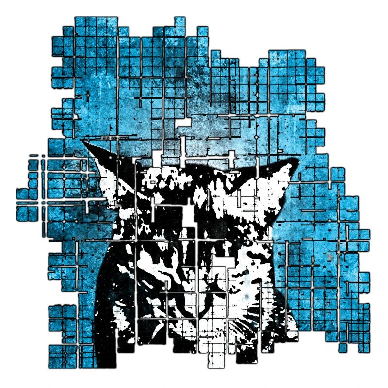 Portrait de chat de style graffiti avec explosion bleue