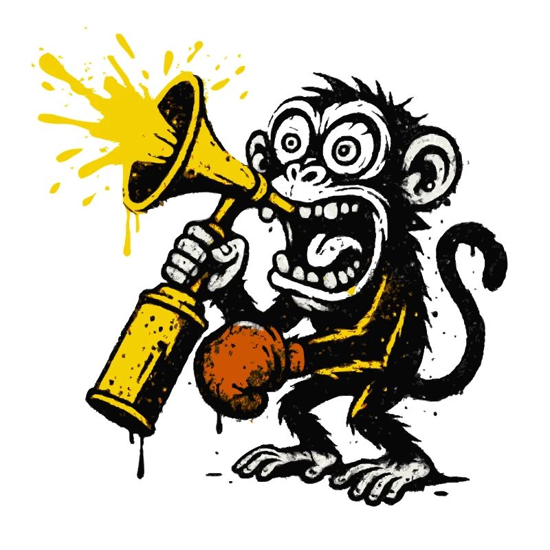 Singe expressif avec mégaphone