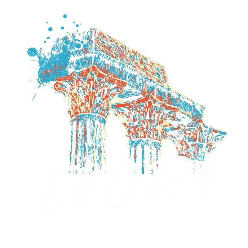 Illustration colorée du temple romain d’Évora