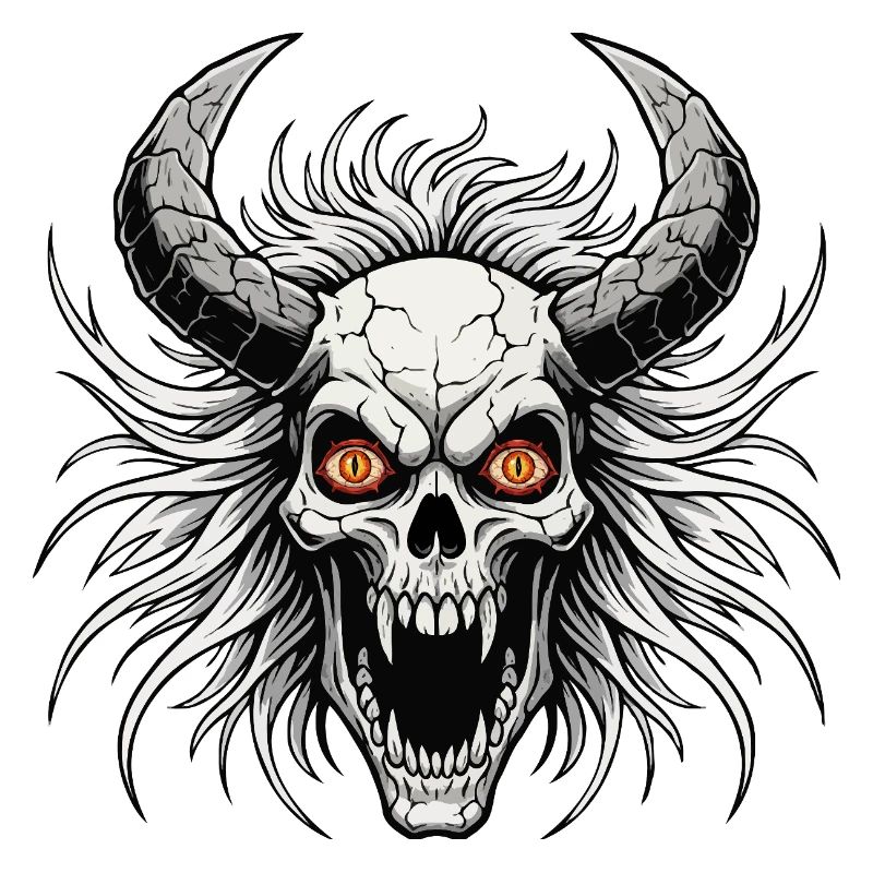Crâne de diable avec des cornes