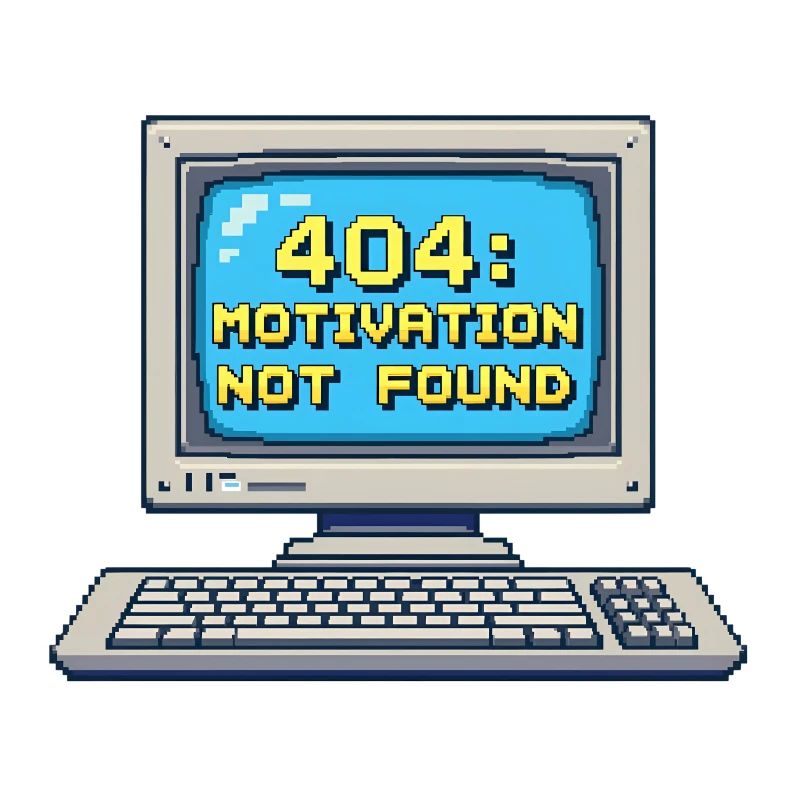 8-Bit Pixel Retro PC – 404 Motivation Not Found