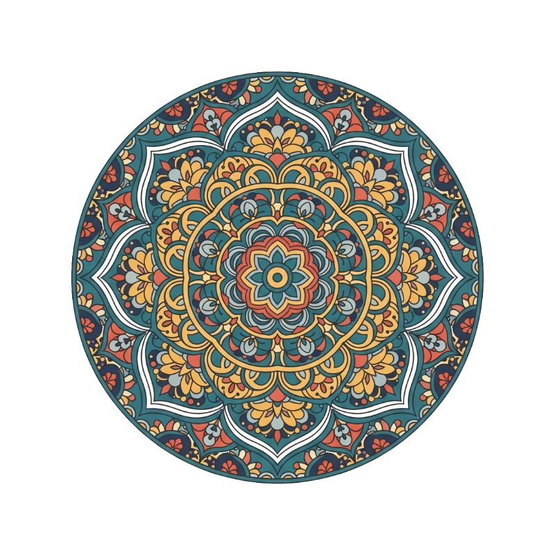 Mandala Circle Pattern in Blue Gold