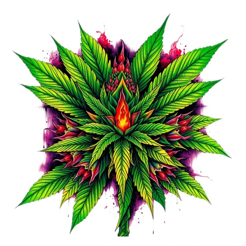 Fire Mandala Cannabis Leaf Star