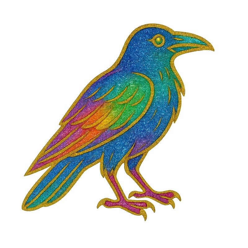 Rainbow Raven Patch Design