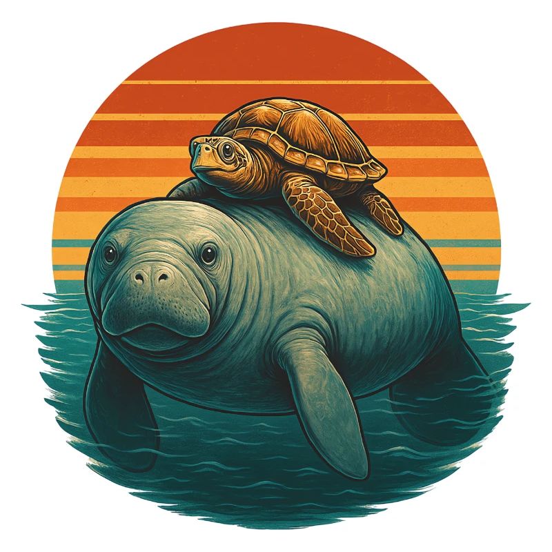 Manatee Turtle Ocean Friends
