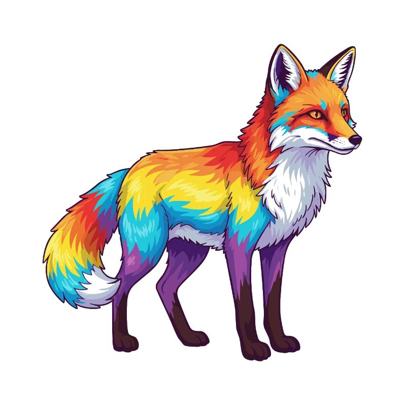 Buntes Fuchs-Regenbogen-Pop-Art-Aquarell