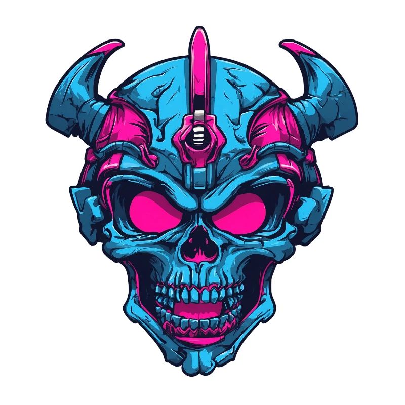 Neon Dämonenschädel