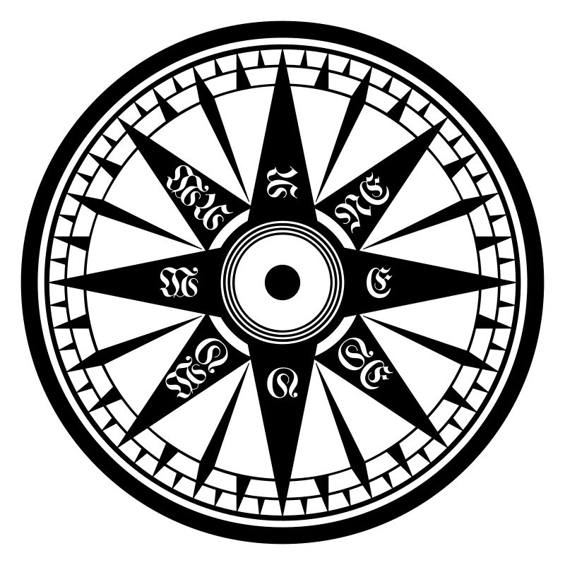Kompass / Compass – Windrose, Schiffskompass