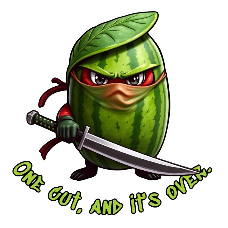 Wassermelone Ninja mit Schwert
