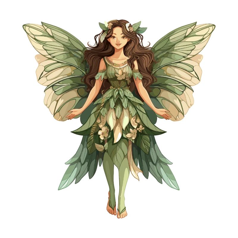 Fée de la forêt en robe de feuilles