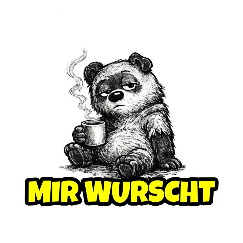 I don't care – Grumpy Bear with Coffee (Sketch)