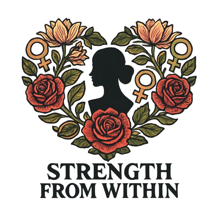 Force intérieure : Silhouette du Cœur de Rose