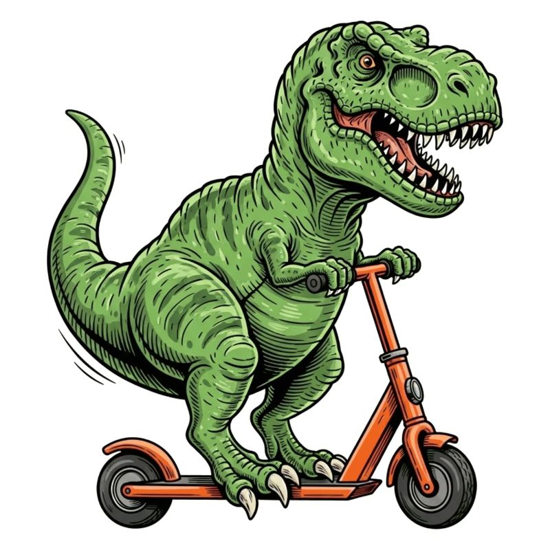 Dinosaurier-T-Rex auf dem Roller