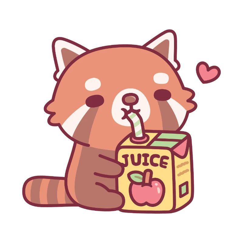 Le mignon panda roux adore le jus de pomme