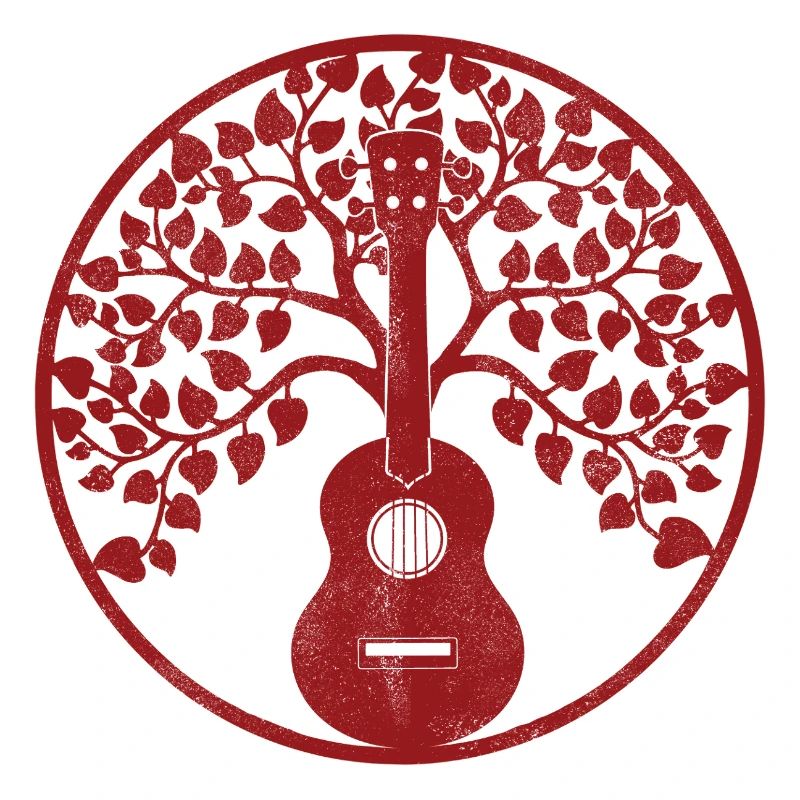 Ukulele tree mandala red