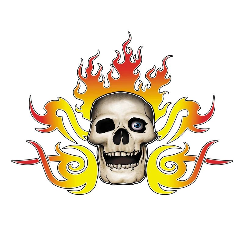 skull and flames
