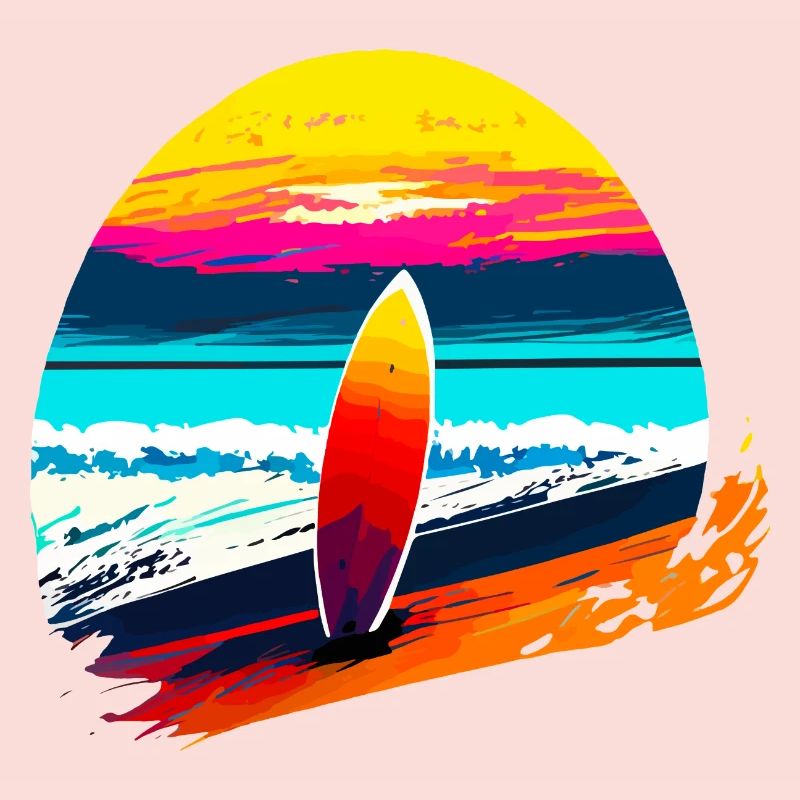 Sunset avec planche de surf