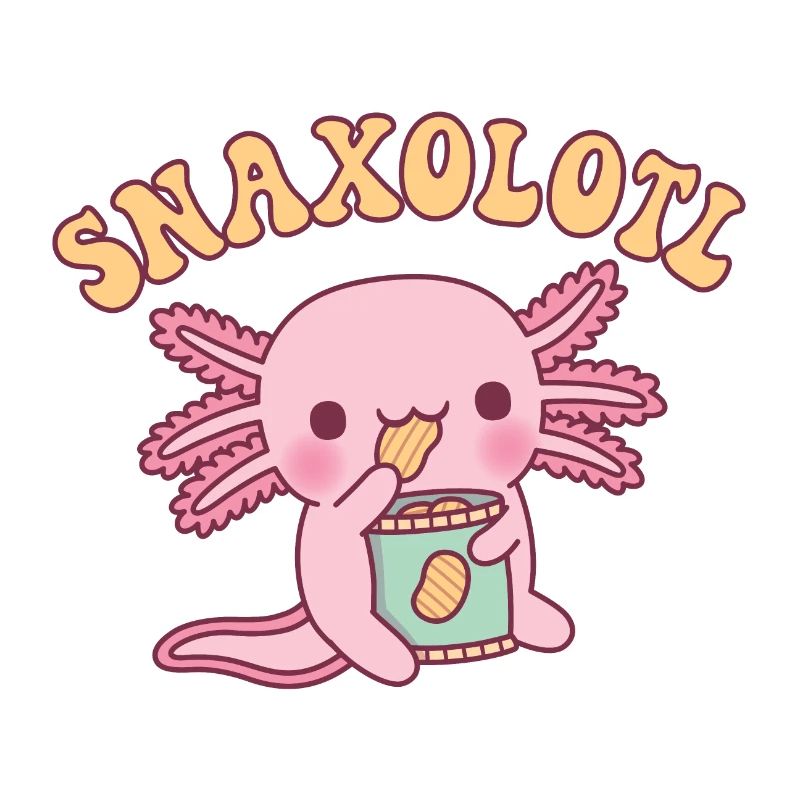 Mignon Axolotl mangeant des chips de pommes de terre Jeu de mots Snaxolotl