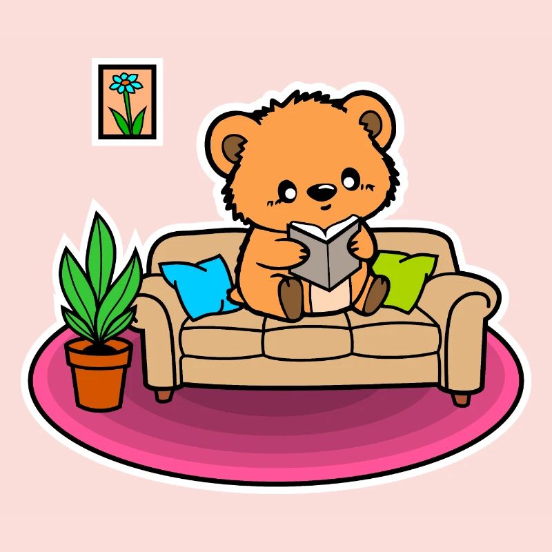 Such a cute little bear - he's reading a book!