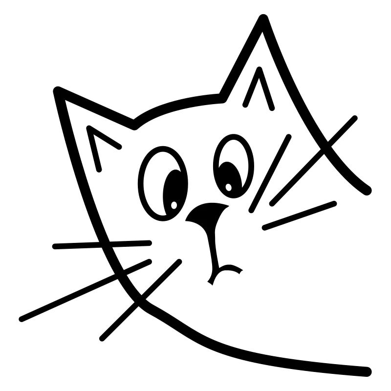 Chat curieux mignon - Design minimaliste