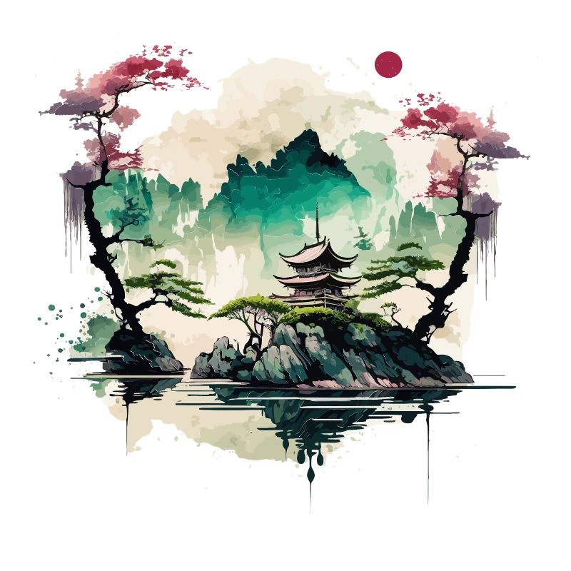 Chinesischer Tempel auf einer Klippe