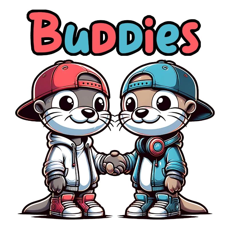 Two Cute Otter Buddies Buddies Forever