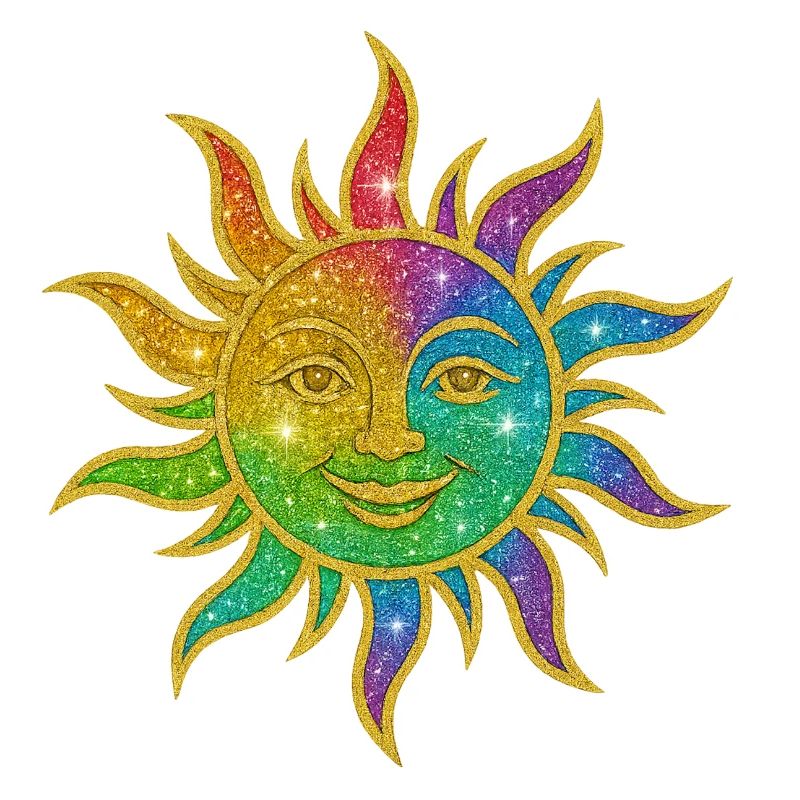 Rainbow Sun Glitter Star