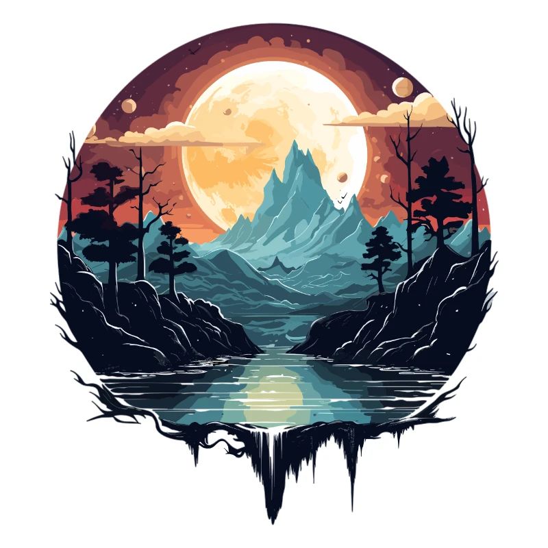 Fantasy landscape by moonlight