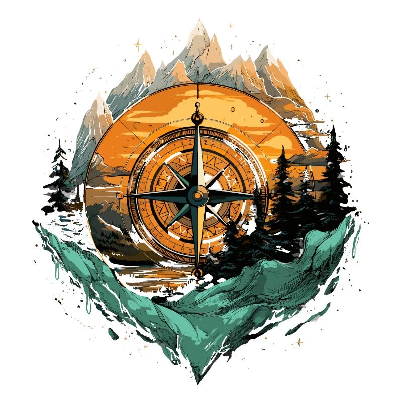 Compass Forest Mountains