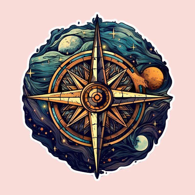Beautiful Boho Compass - Sun, Moon and Cosmos