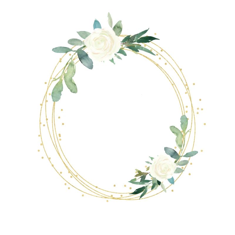 Flowers white green circle - customizable
