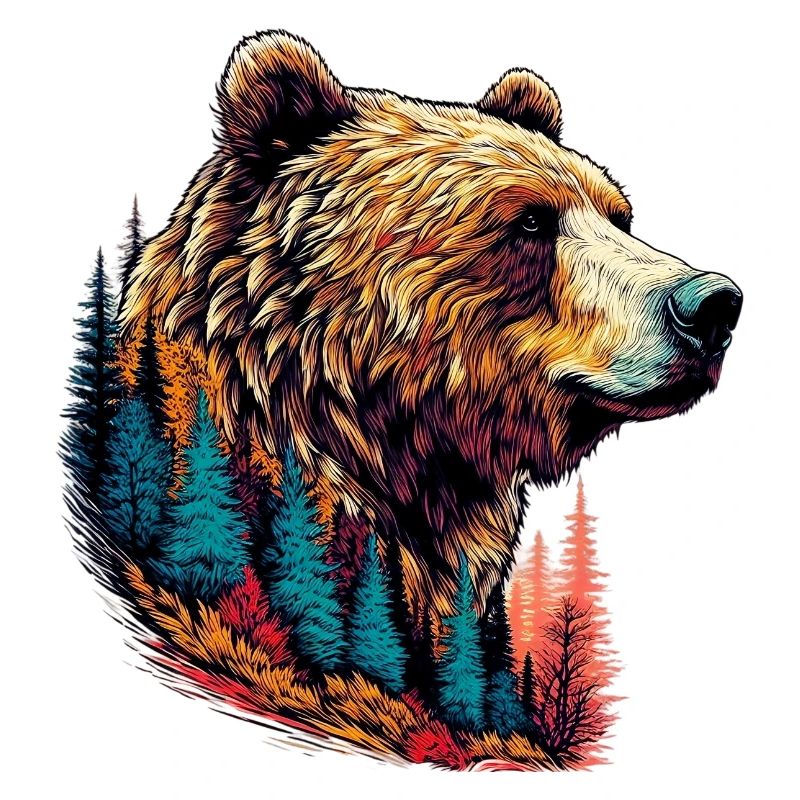 Ours avec des décorations de forêt